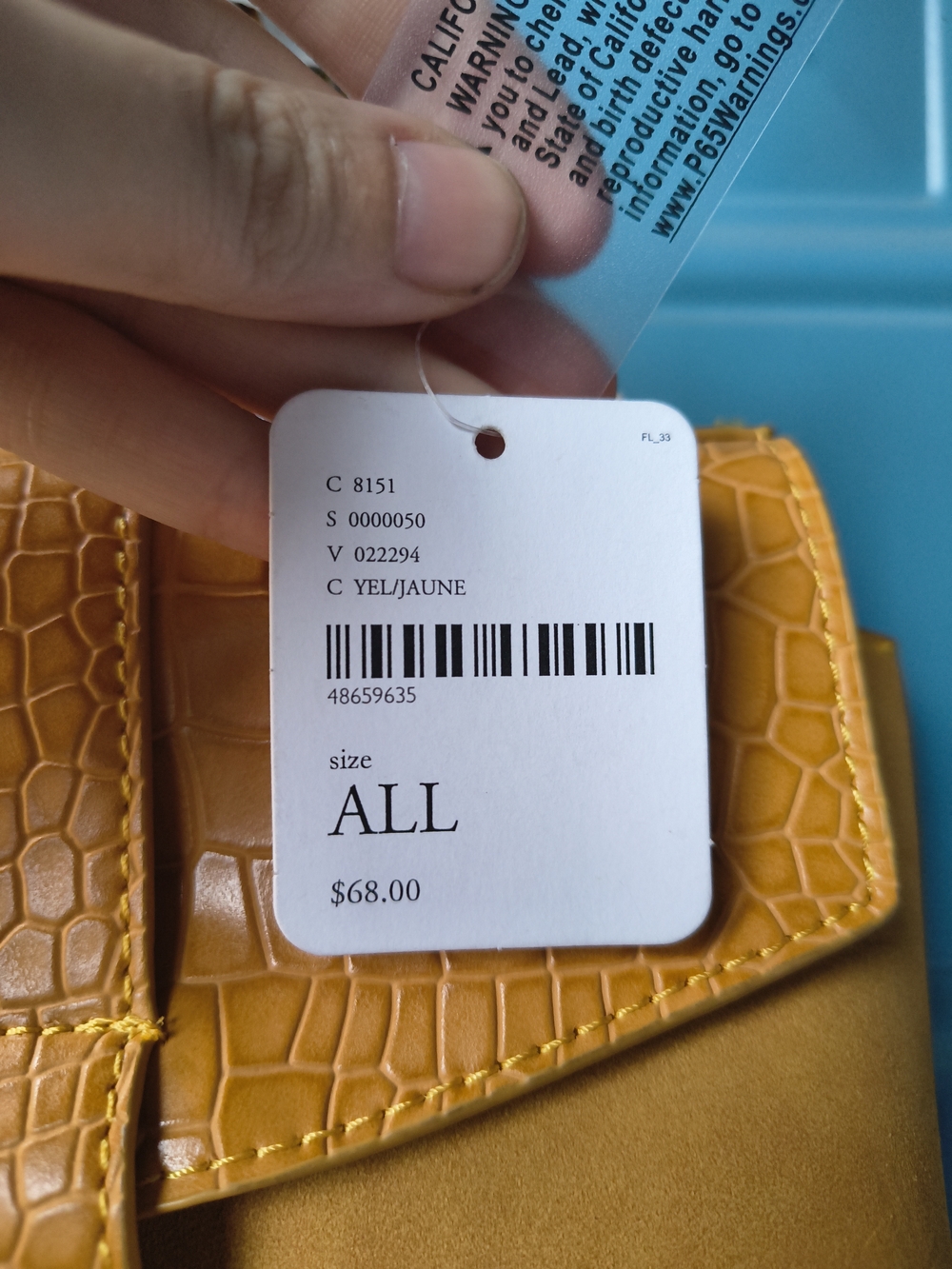 Free People Mustard Yellow Croc-Embossed Crossbody Bag - Picture 11 of 13